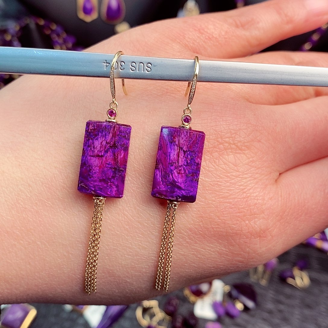 苏纪石（舒俱来）耳饰18K金镶嵌