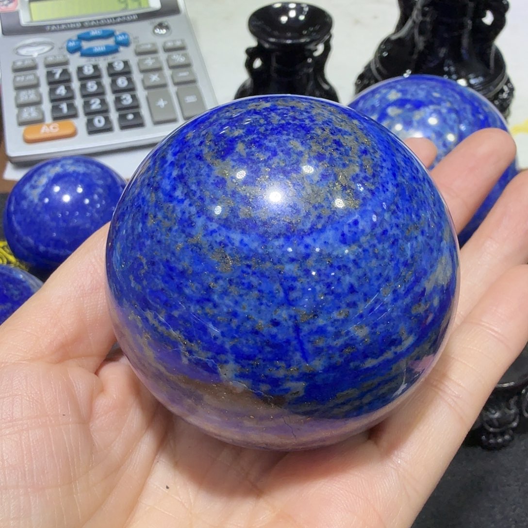 青金石未镶嵌摆件球荷*