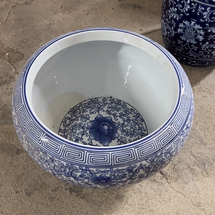 摆件青花瓷鱼缸，，，，，