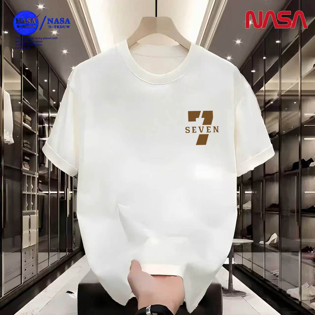 D16NASA联名重磅T恤男女同款时尚百搭圆领短袖【小 7】A-08
