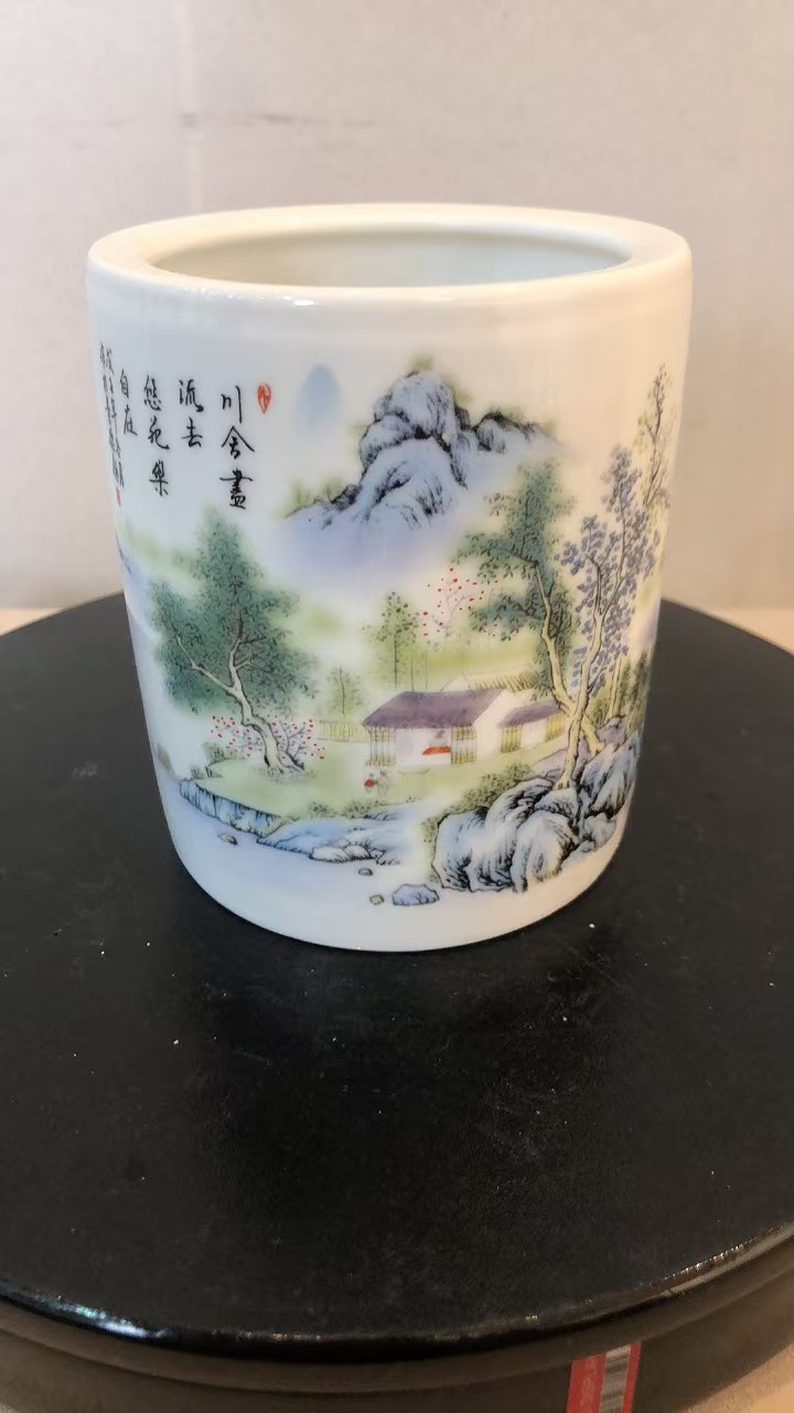 DL A26 青花山水笔筒（直播链接）