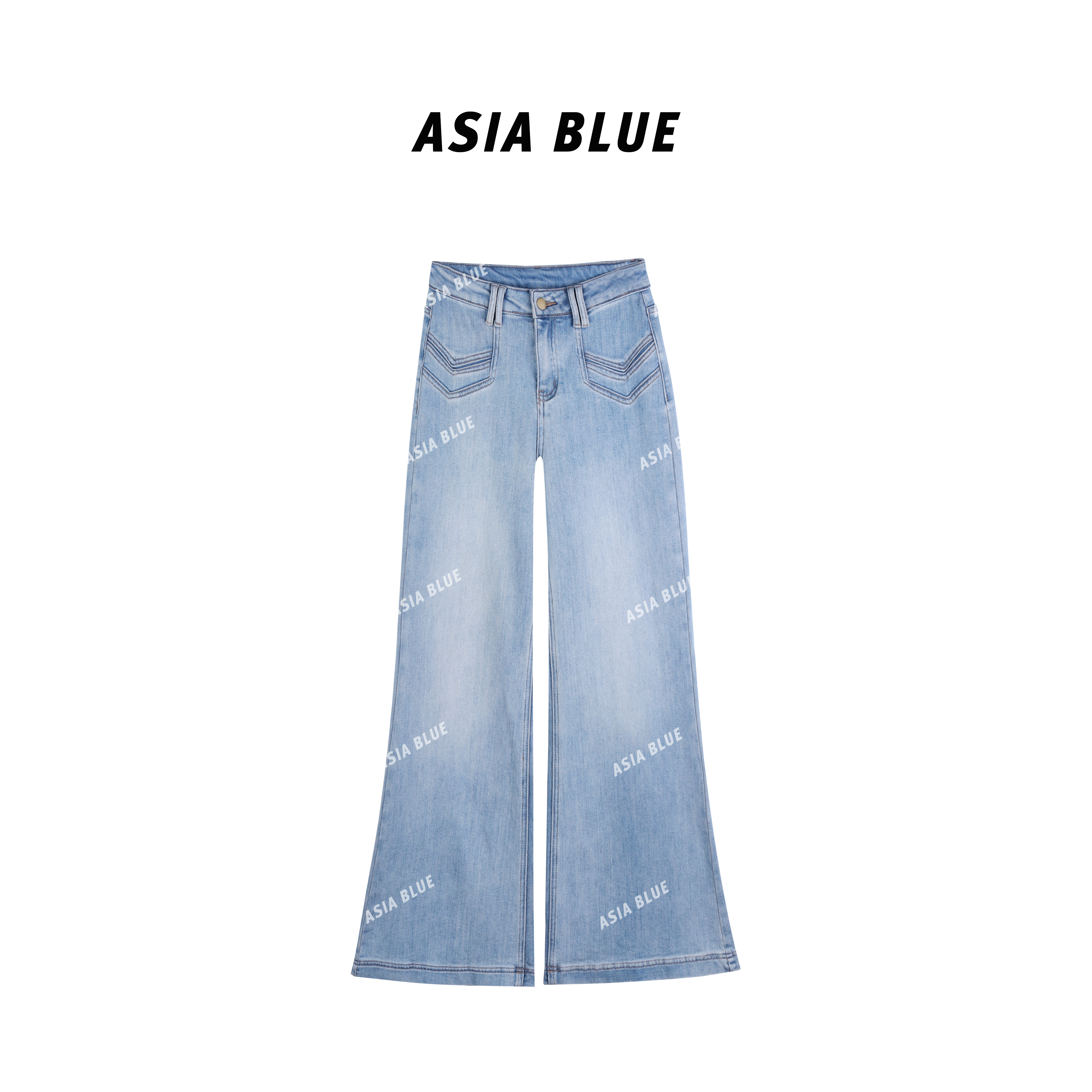 【ASIA BLUE】冬季微弹加绒层次感口袋直筒喇叭牛仔裤YH61061
