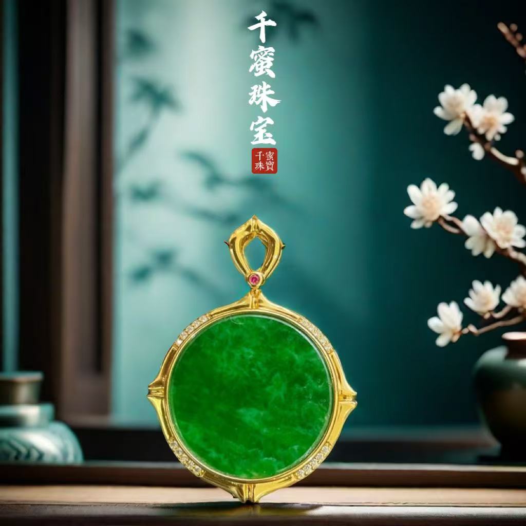 天然缅甸翡翠A货四方吊坠