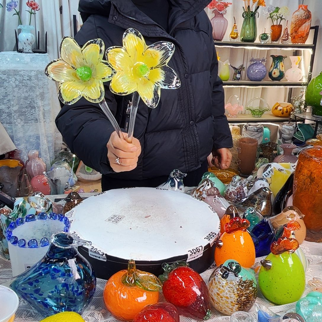 2朵花家悦美居琉璃摆件