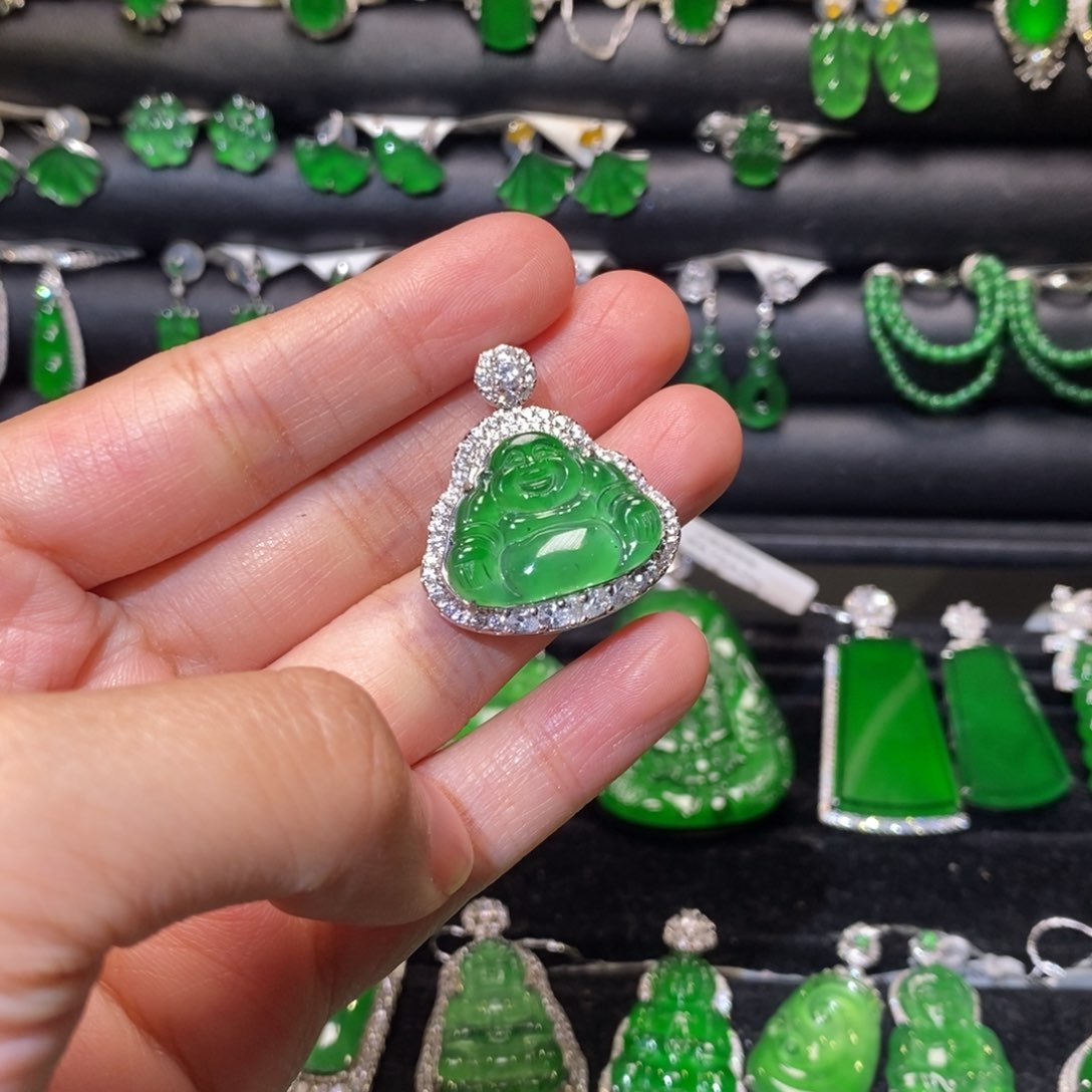 翡翠银S925镶嵌吊坠(不含链)         