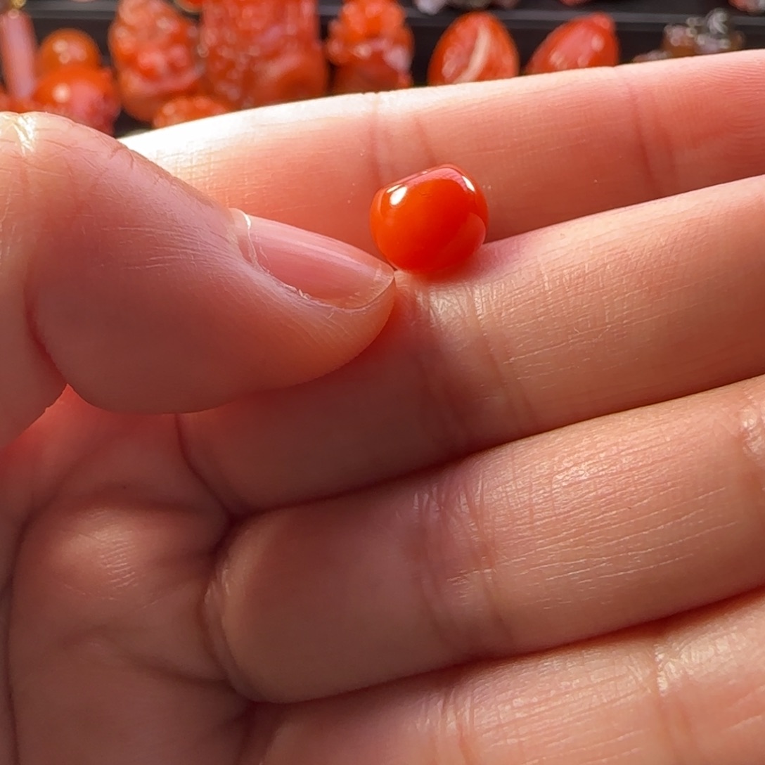 南红玛瑙配饰未镶嵌苹果圆～柿子红