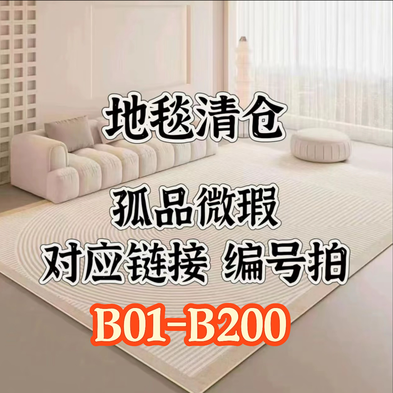 简约客厅地毯防滑隔音地垫B01—B200