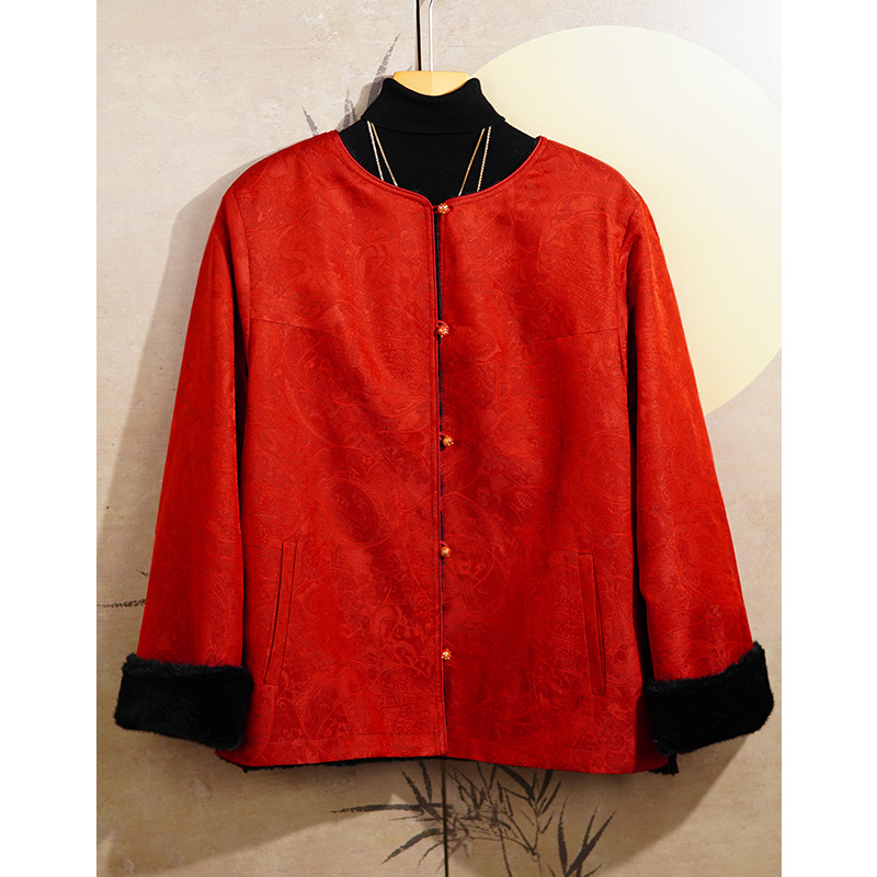 【鸿运当头】新中式国风女装冬季新款气质通勤长款保暖款外套 F4661