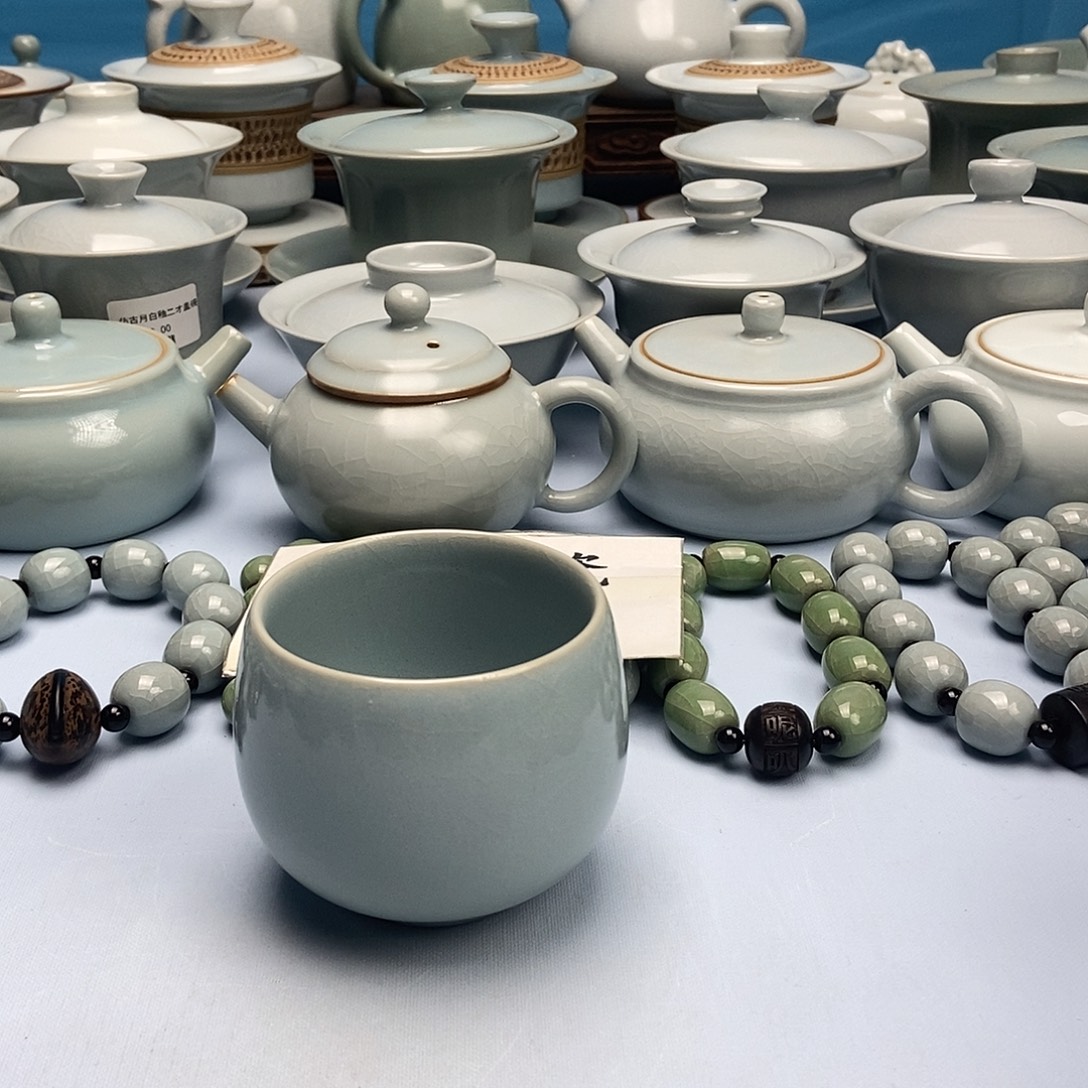 杯天青微蓝龙蛋杯原矿原釉原产地