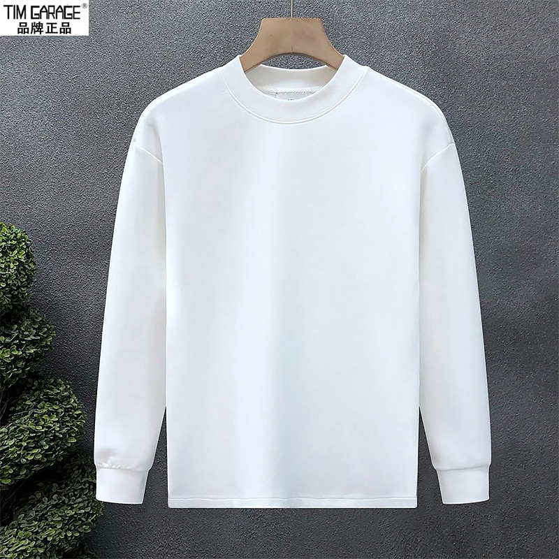 高品质净版中领加绒T恤男潮流长袖上衣2025秋冬季新款打底衫2