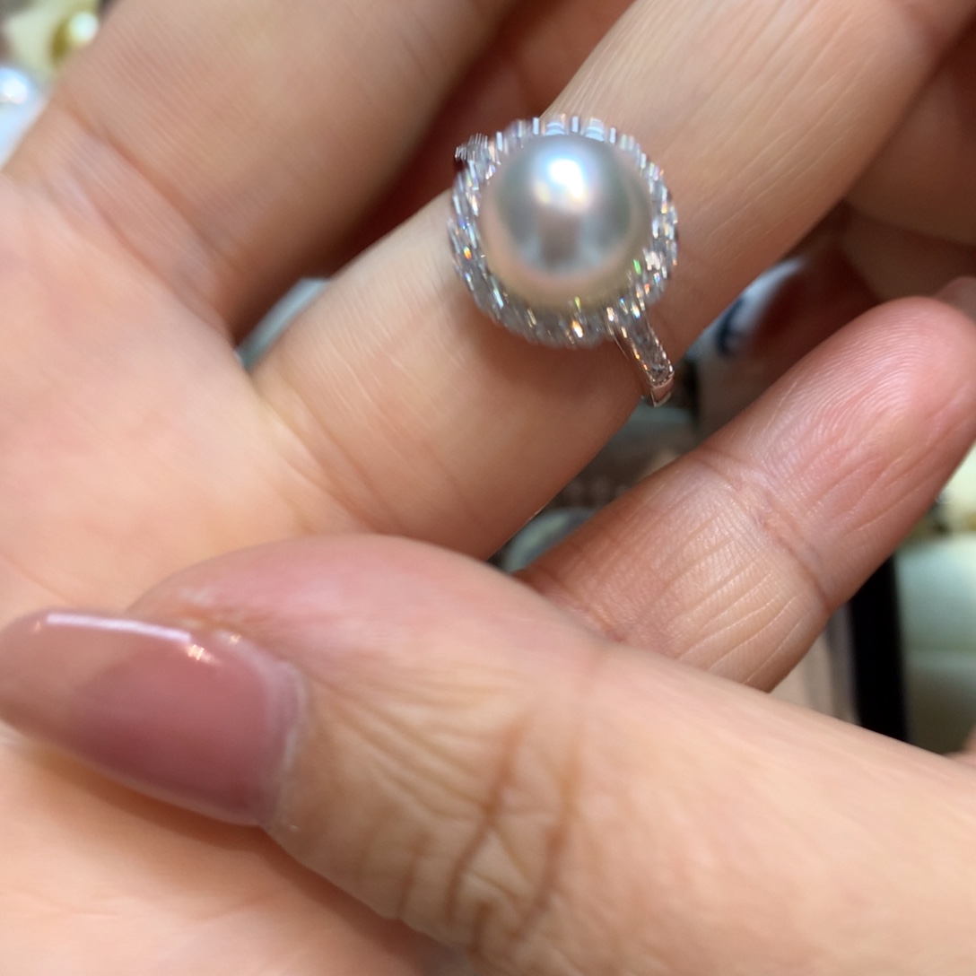 海水珍珠戒指银S925镶嵌