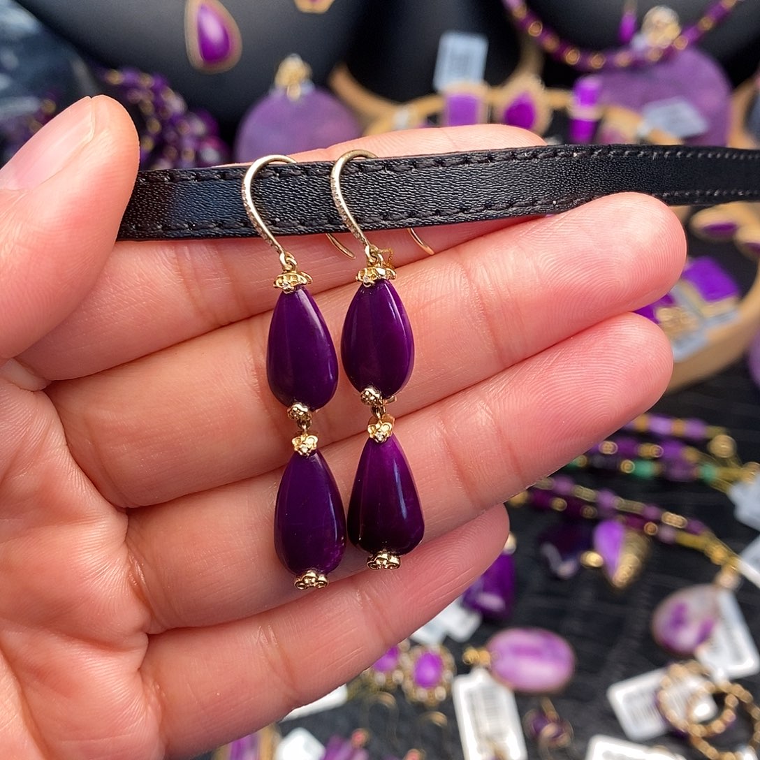 苏纪石（舒俱来）耳饰18K金镶嵌