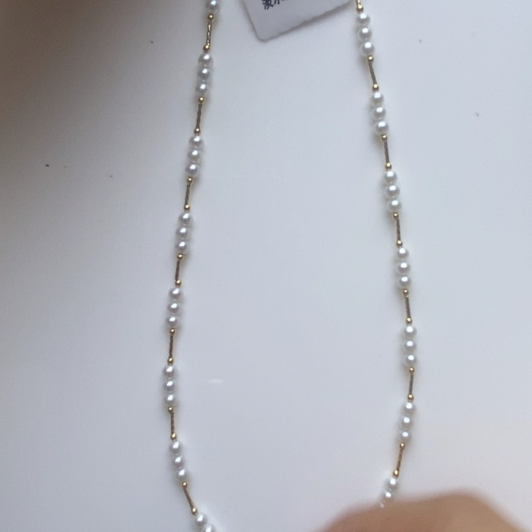 18K金镶嵌颈饰淡水珍珠18K满天星珍珠项链4mm