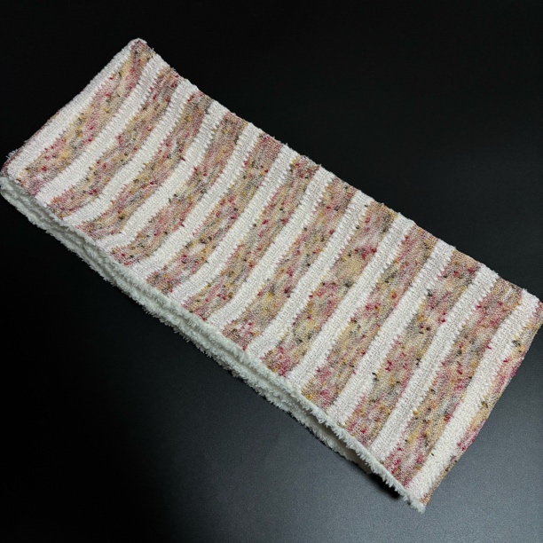 粉彩色编织拼接云朵绒条纹民族风双面围巾