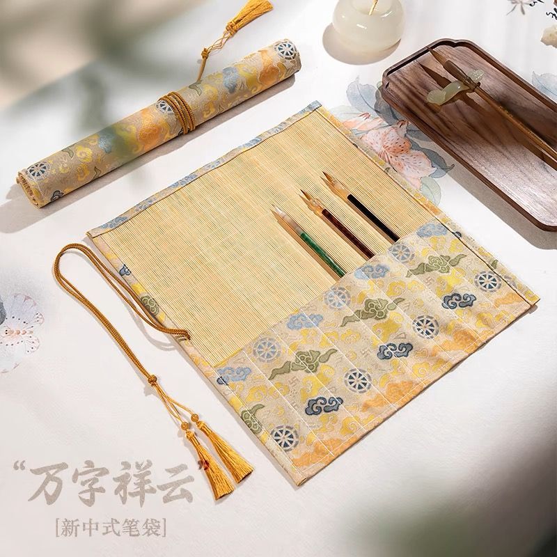 竹制创意便携笔帘笔袋多功收纳书法套装古风礼物学生毛笔万能竹帘