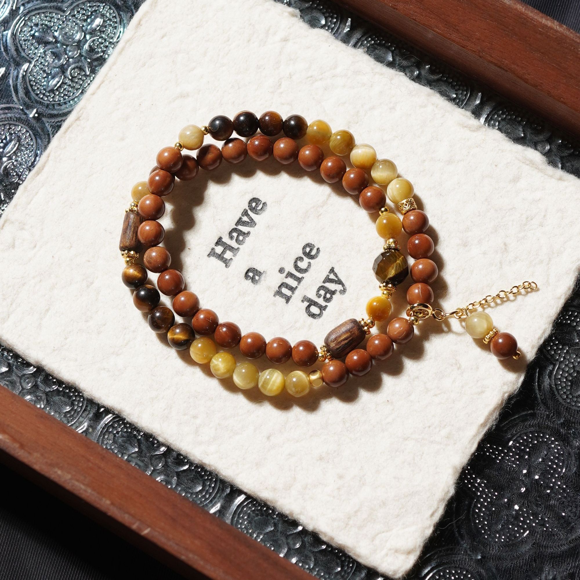 库库的虎 天然库克6mm圆珠多宝双圈手串