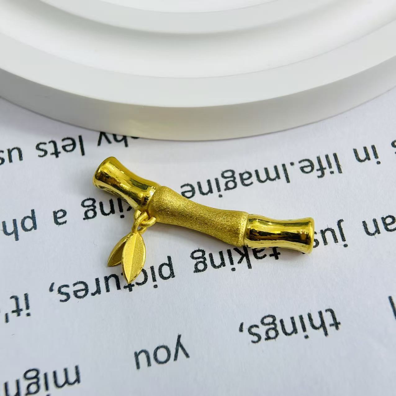 足金999黄金首饰配件富贵竹节带叶弯管DP2050-01650