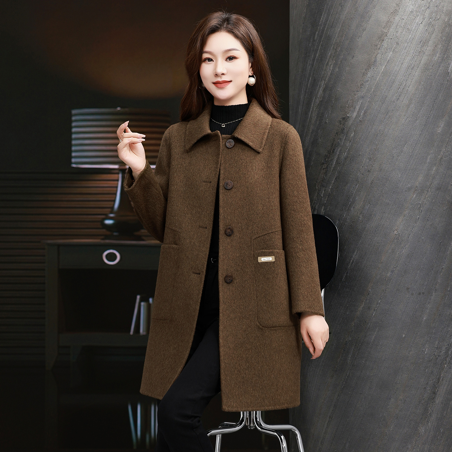  2025新款双面呢大衣毛呢双面秋冬羊毛妈妈中长款高端大衣外套女