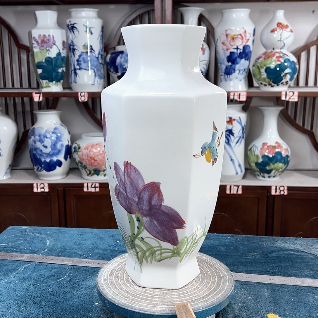 摆件景德镇陶瓷6荷鸟