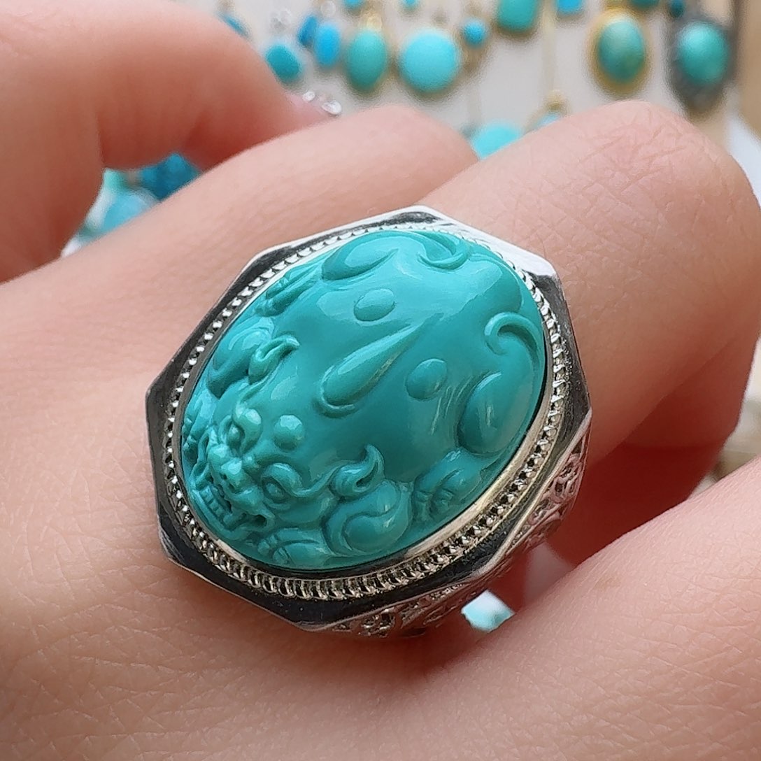 绿松石珠宝奇石银S925镶嵌