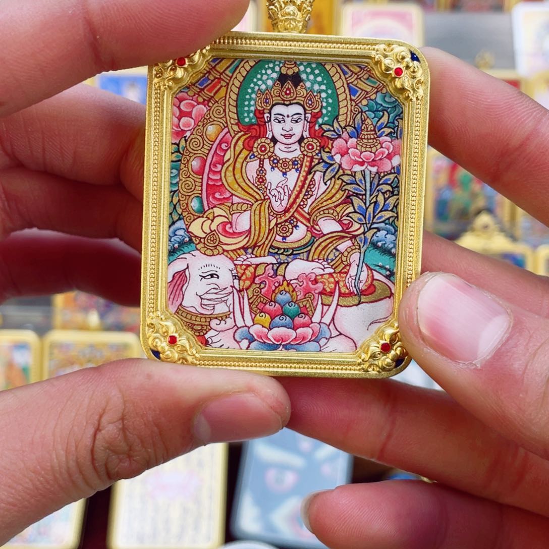 吊坠纯手绘唐卡热贡普贤