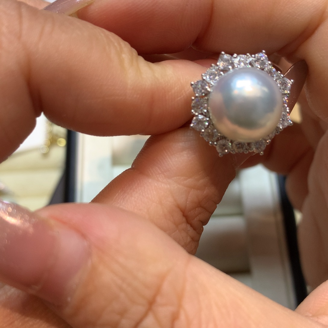海水珍珠戒指银S925镶嵌