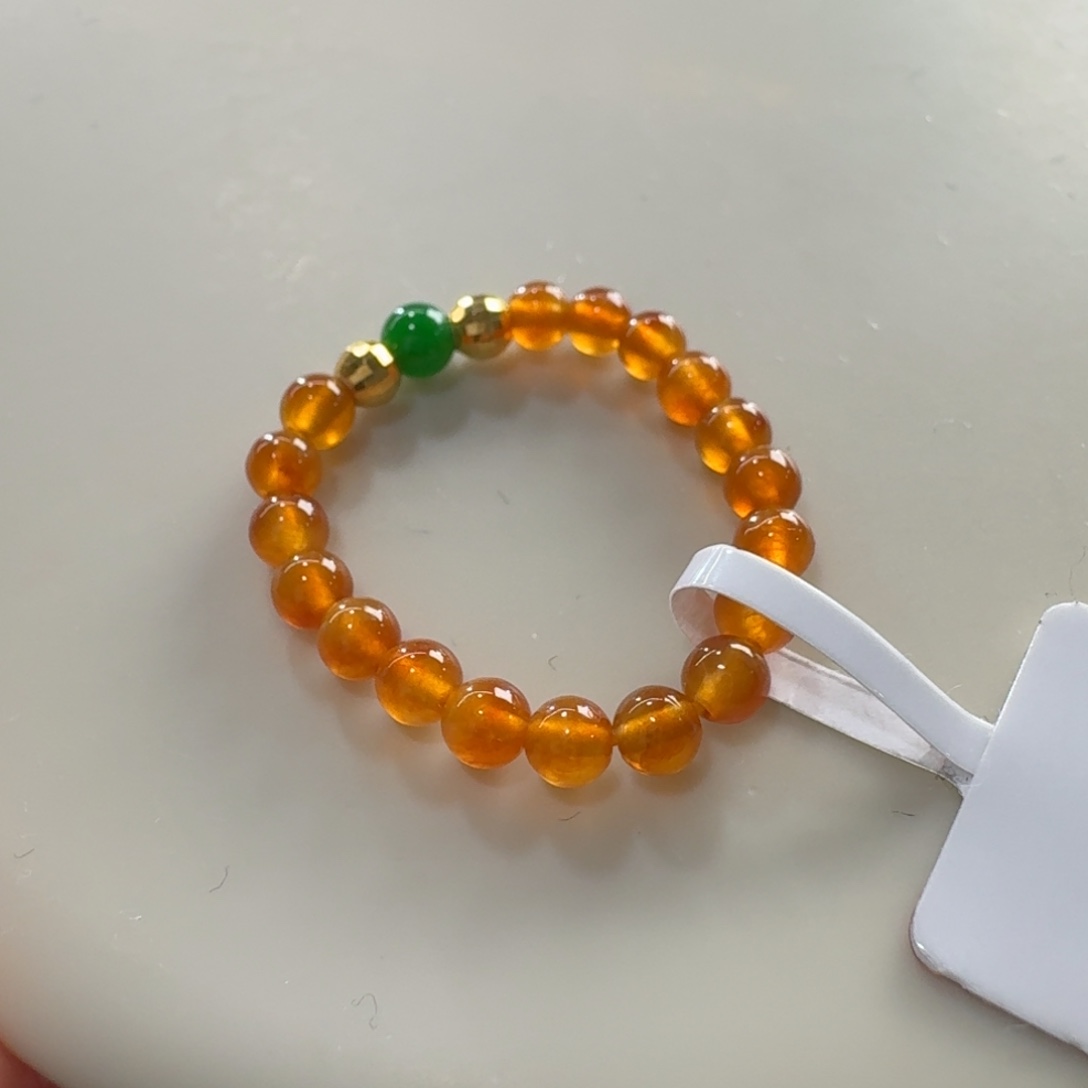 翡翠未镶嵌手链炸光高冰玻黄翡戒圈3mm