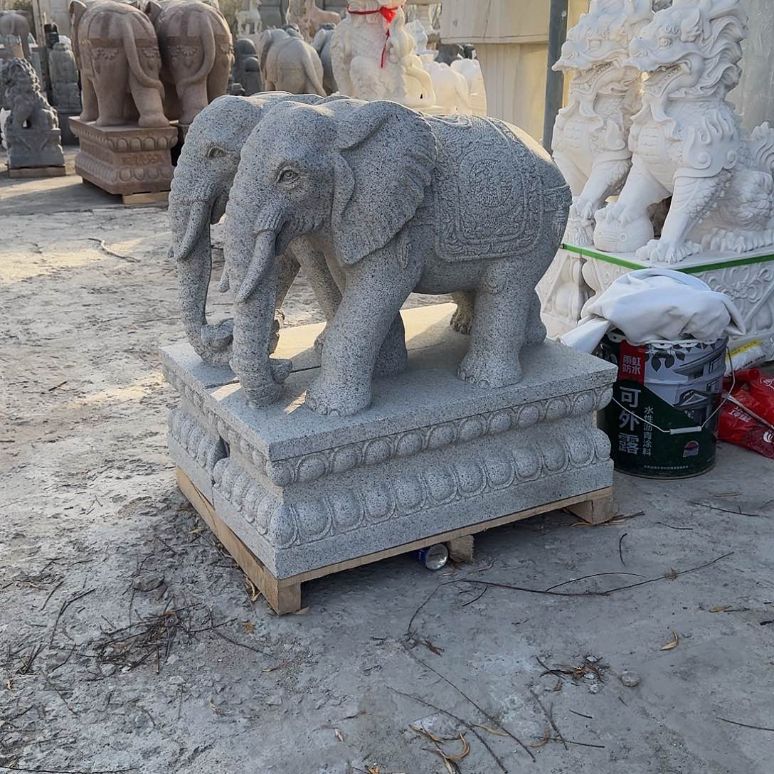 时***心青田石高80花岗岩大象定金