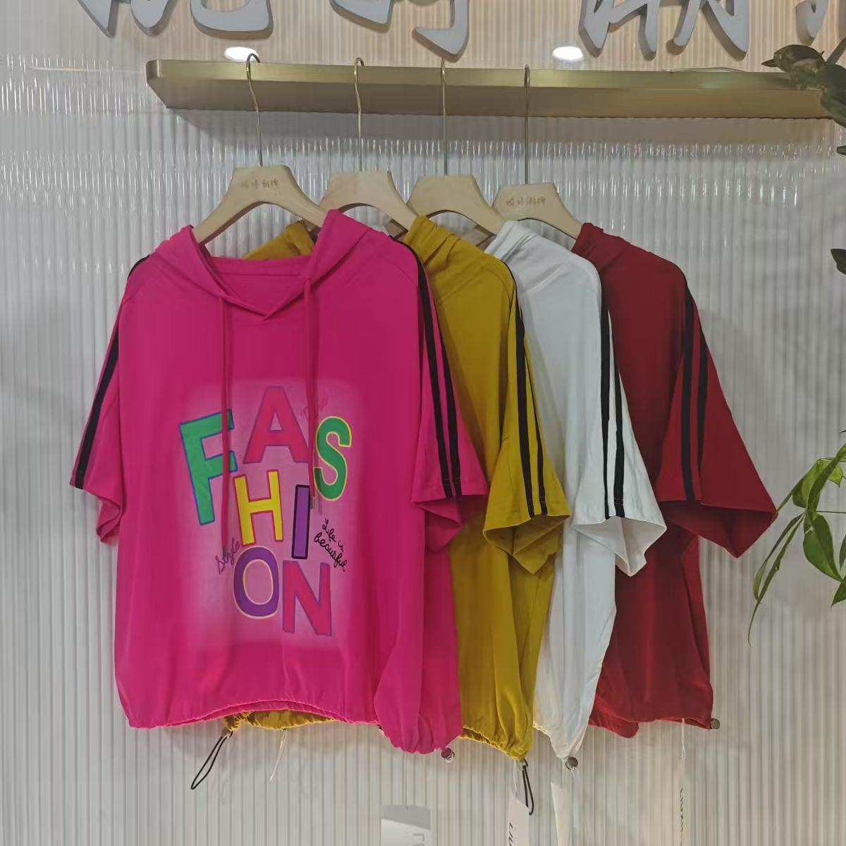 【七沐服饰】8078圆领短袖T恤夏季潮牌时尚百搭休闲女装宽松