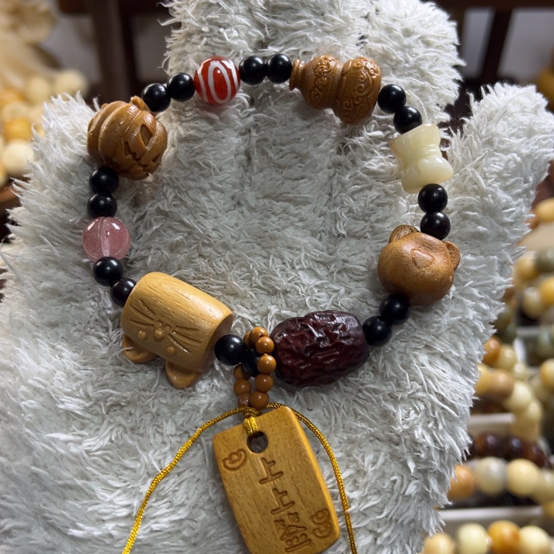 菩提根/象牙果手串黑檀多宝6