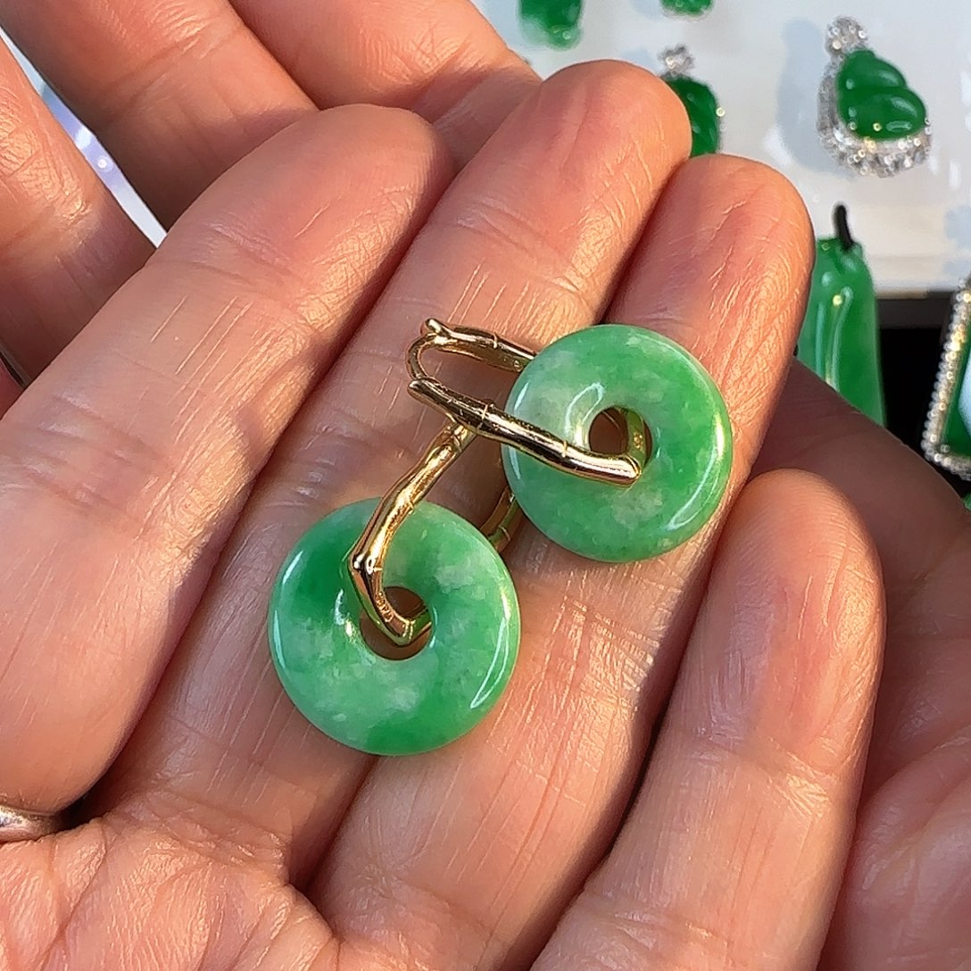 翡翠耳饰银S925镶嵌耳扣