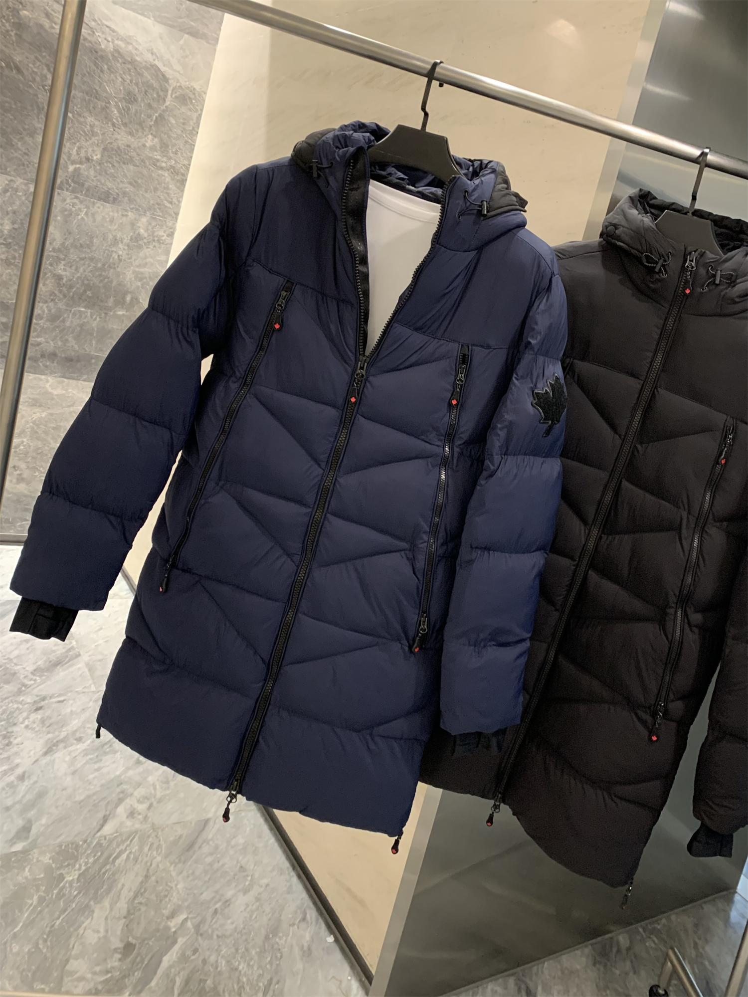  枫叶莼元！外贸男装户外冬季防风厚实保暖中长款连帽棉服厚棉衣男