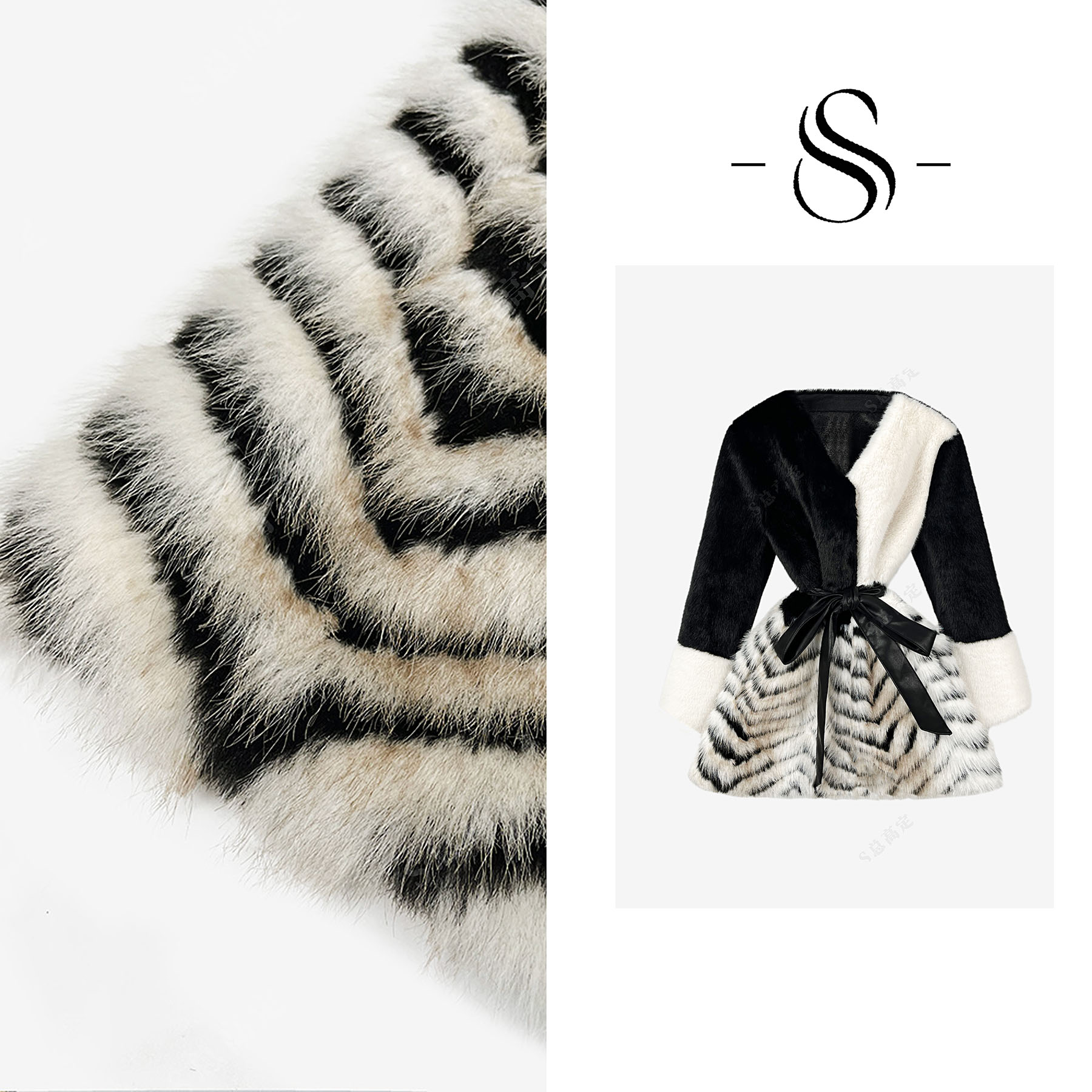 【妮妮】冬季新款欧式挑染渐变束腰外套百搭D0059