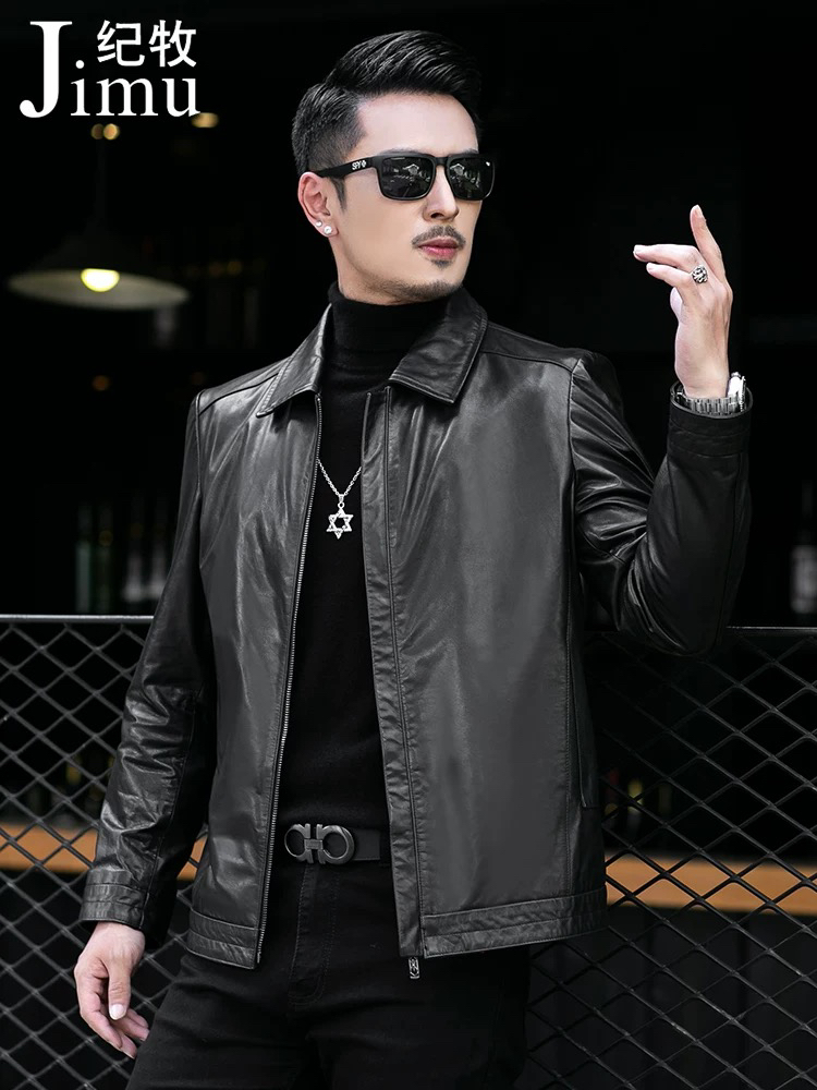 高端真皮男装休闲夹克外套