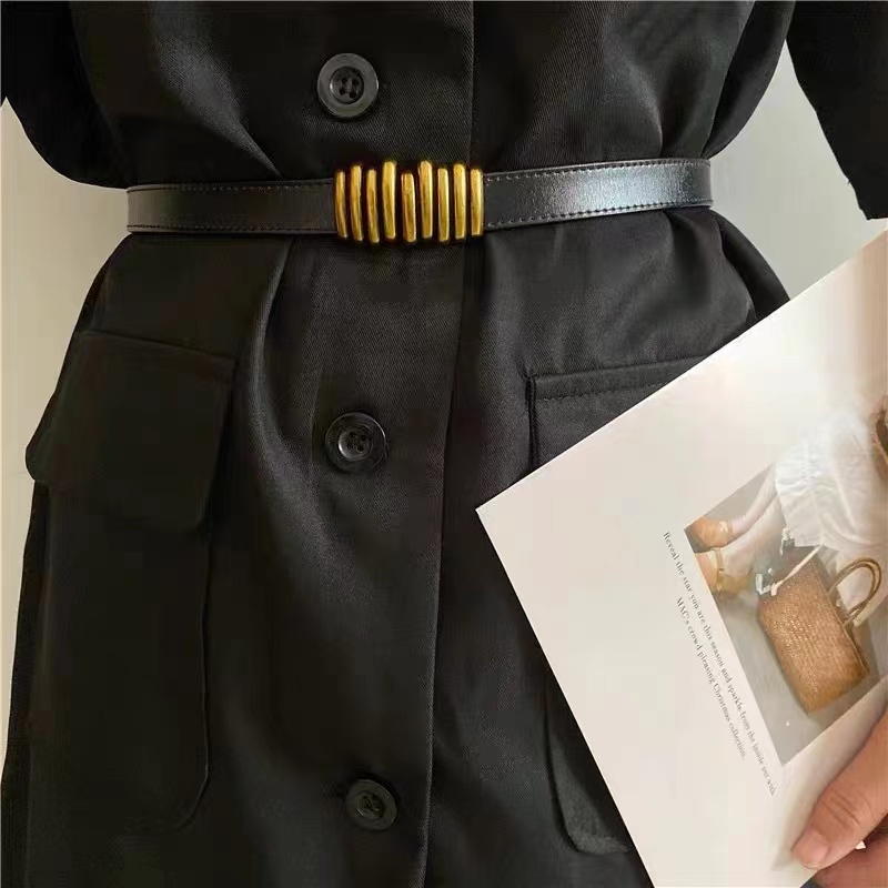 女士精品金属扣腰带皮带装饰带时尚百搭优雅收腰气质个性复古黑色