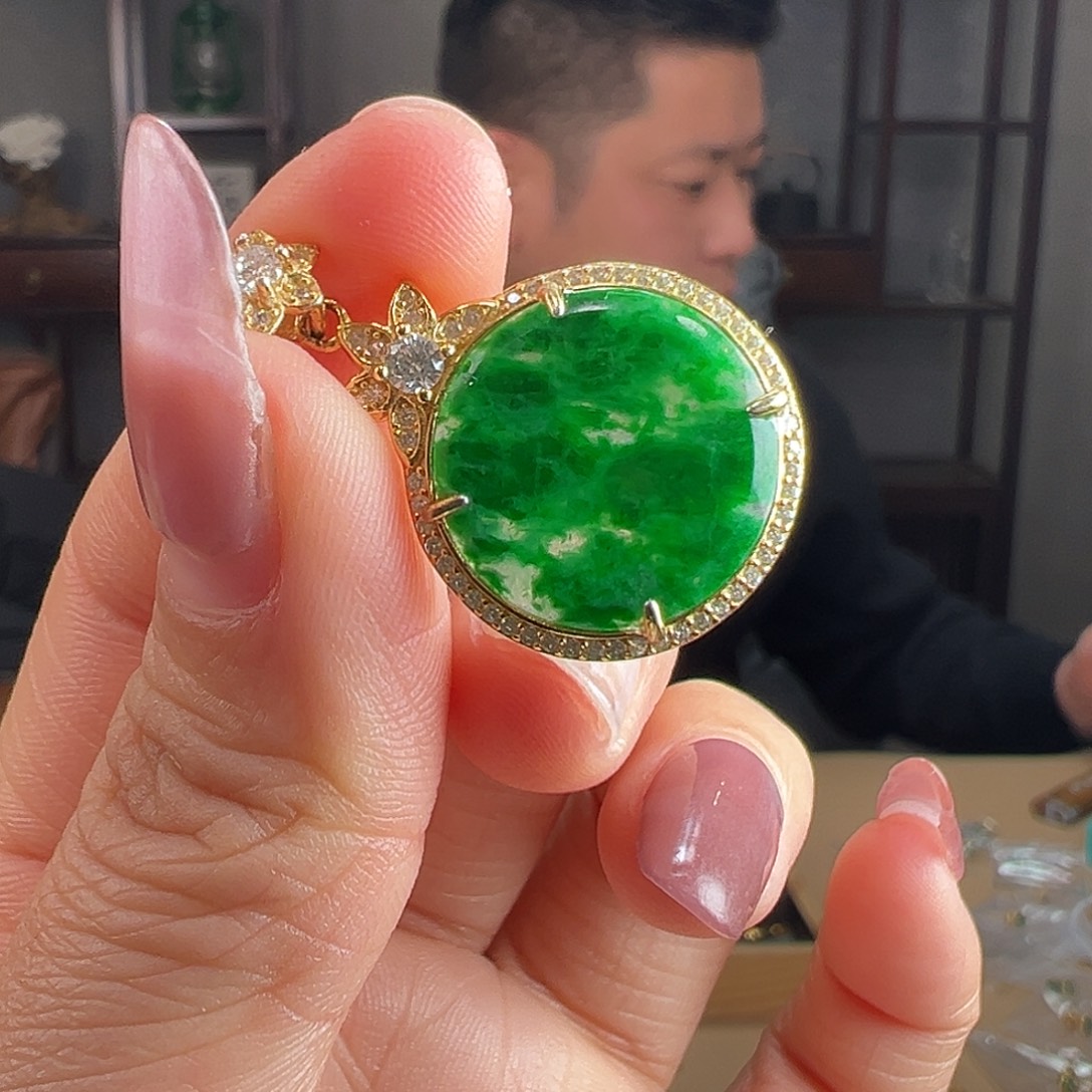 翡翠银S925镶嵌颈饰吊坠