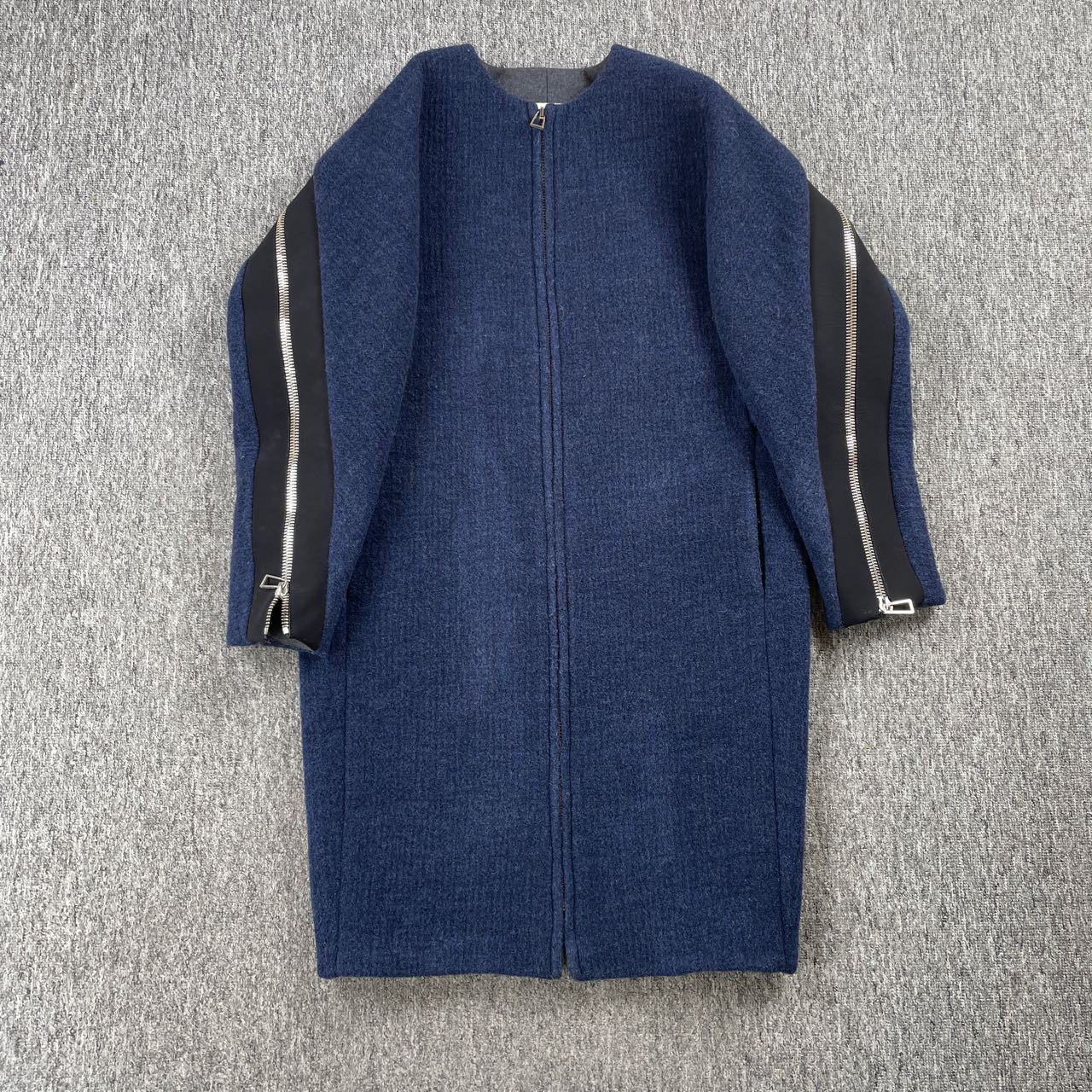 99新 Balenciaga/巴黎世家 51654/蓝色毛呢大衣/34码/99新/2409