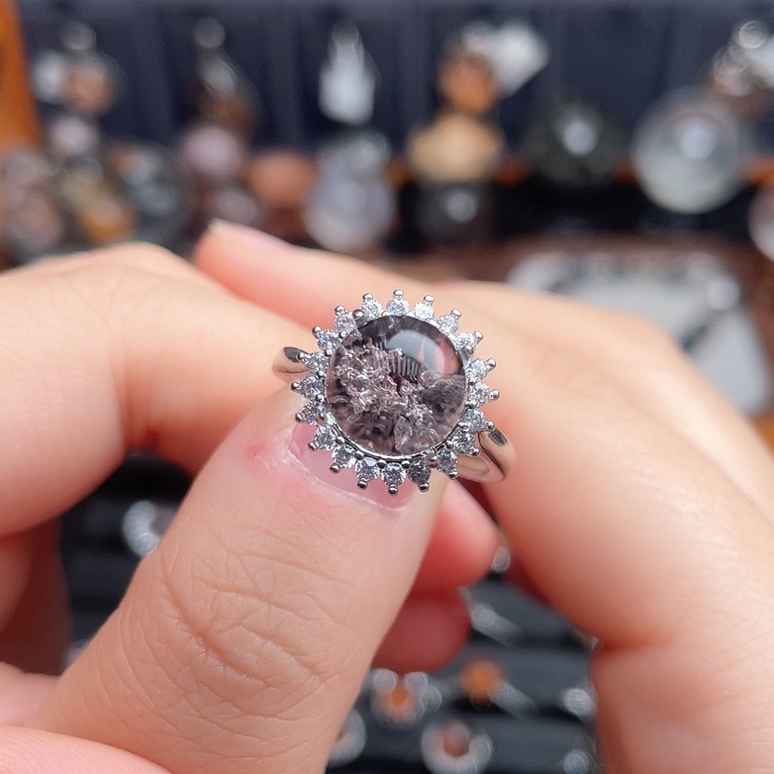 水晶戒指银S925镶嵌111111