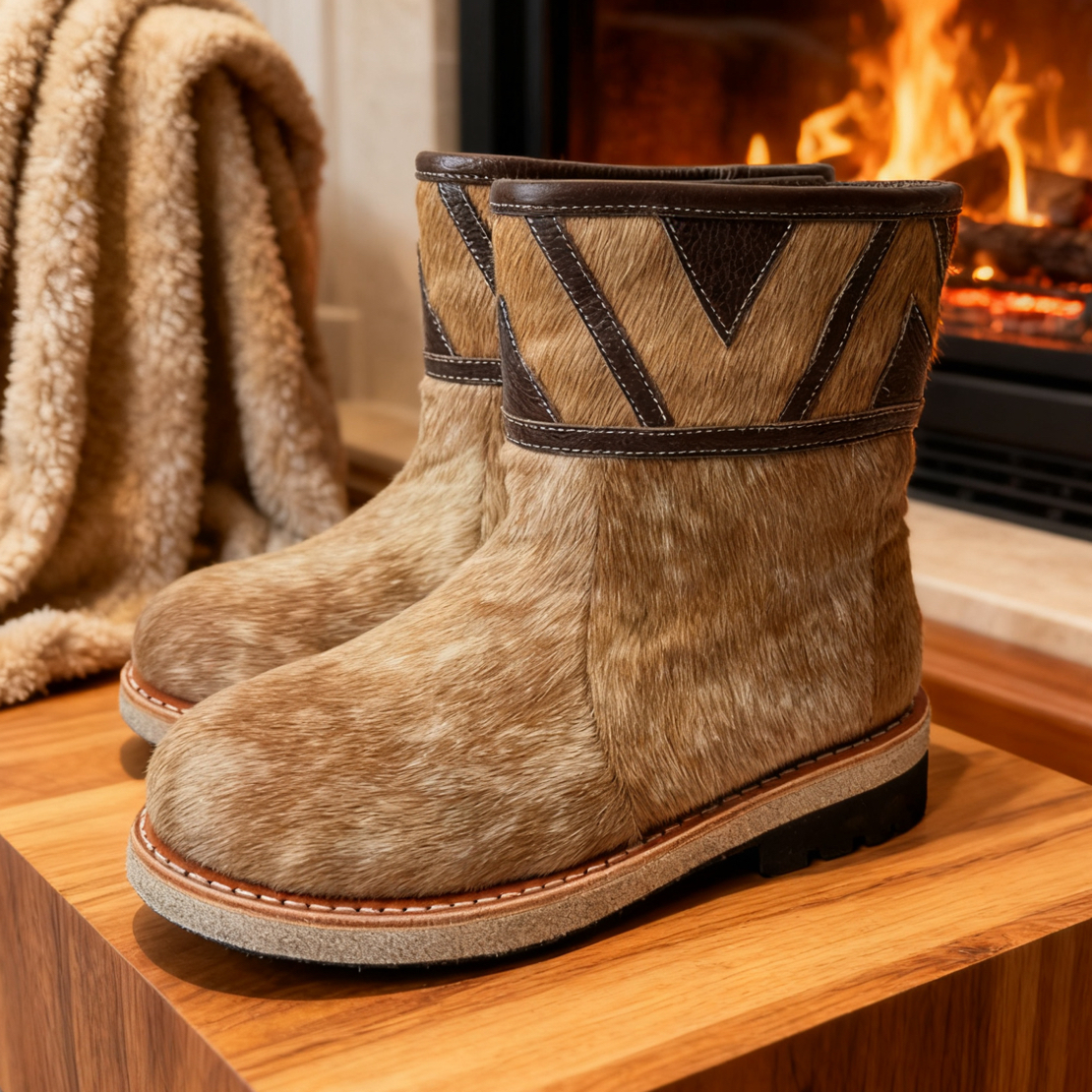 287-8-26《男》冬季保暖雪地靴时尚马皮防滑耐磨中筒加厚休闲时装靴