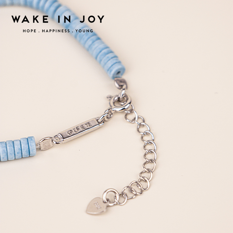 925银珐琅手链 Wakeinjoy海洋物语纯银手链小众复古手工设计手串