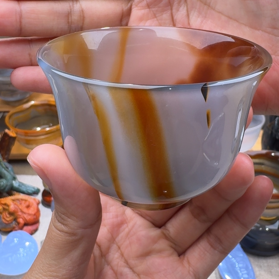 玛瑙/玉髓玛瑙茶杯90毫升未镶嵌