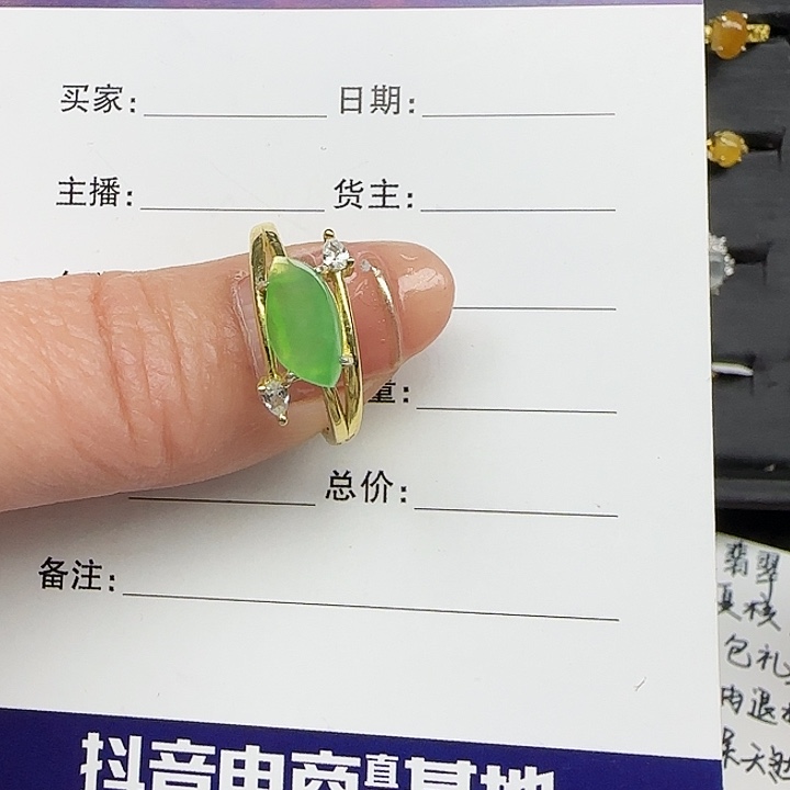 翡翠戒指银S925镶嵌缅甸a货翡翠s925银镶