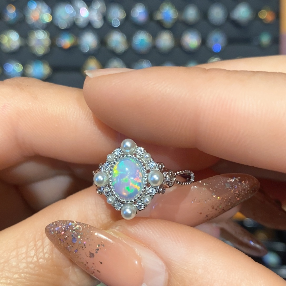 欧泊银S925镶嵌欧泊戒指