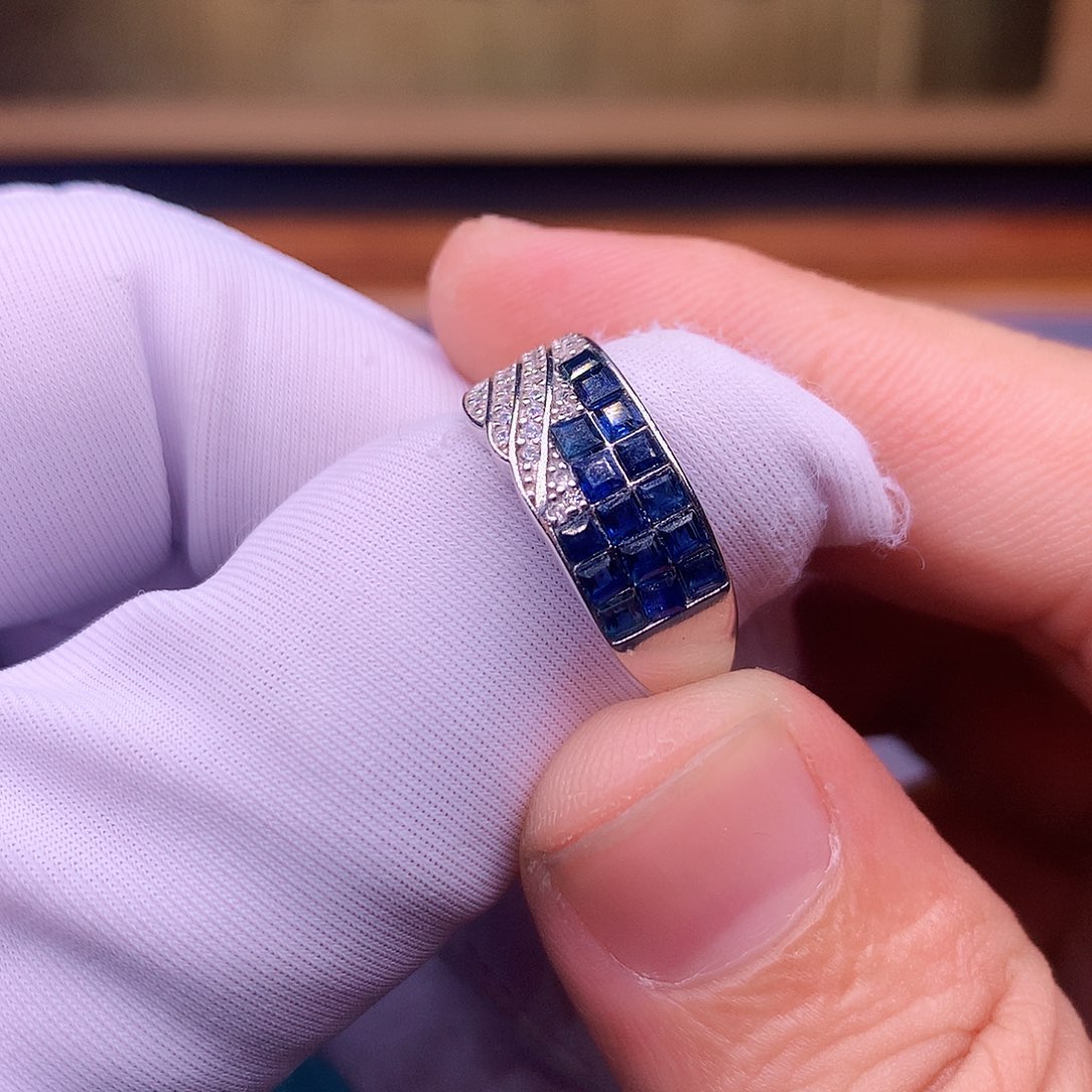 蓝宝石戒指14K金镶嵌