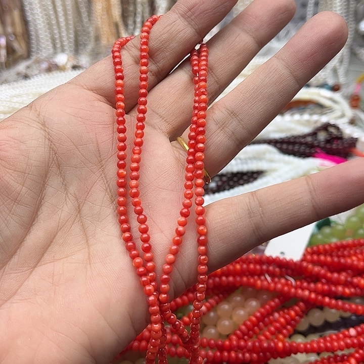 玛瑙/玉髓未镶嵌珠宝半成品2条3mm左右血贝