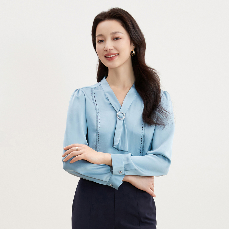 凉感醋酸【珐琅霓裳】珂莱蒂尔商场同款气质衬衫时尚女士季通勤上衣