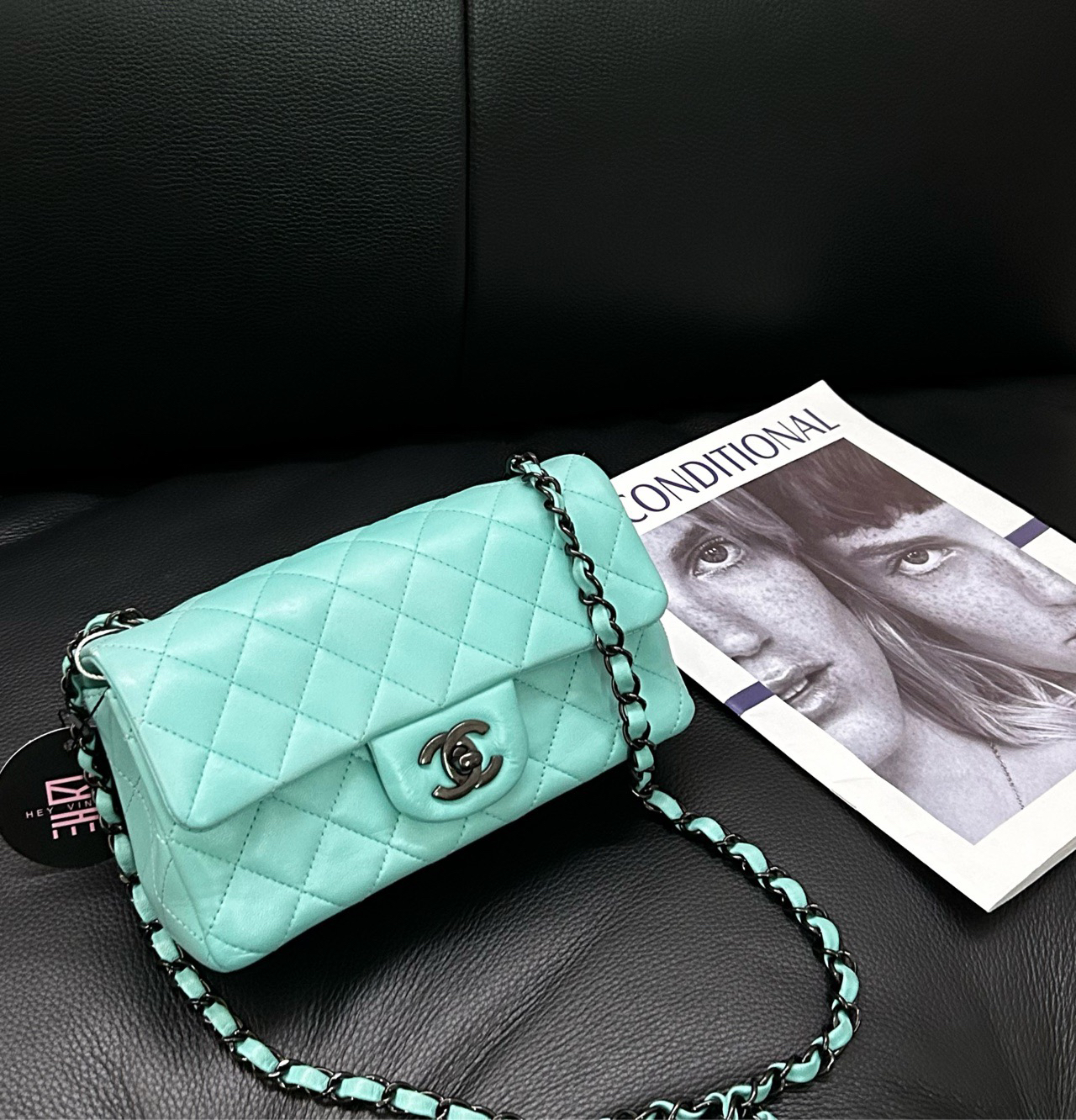 95新 Chanel/香奈儿 蒂芙尼蓝大迷你cf mini 芯片款  12096827