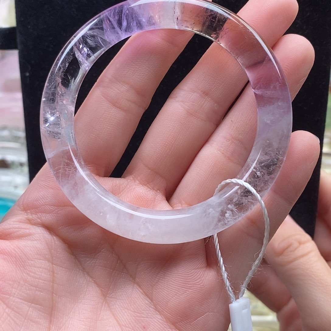 水晶未镶嵌手镯圆条紫水52➕