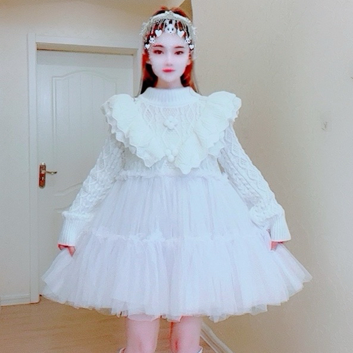【面条仙仙】3489#高品质纱纱拼接针织毛衣连衣裙