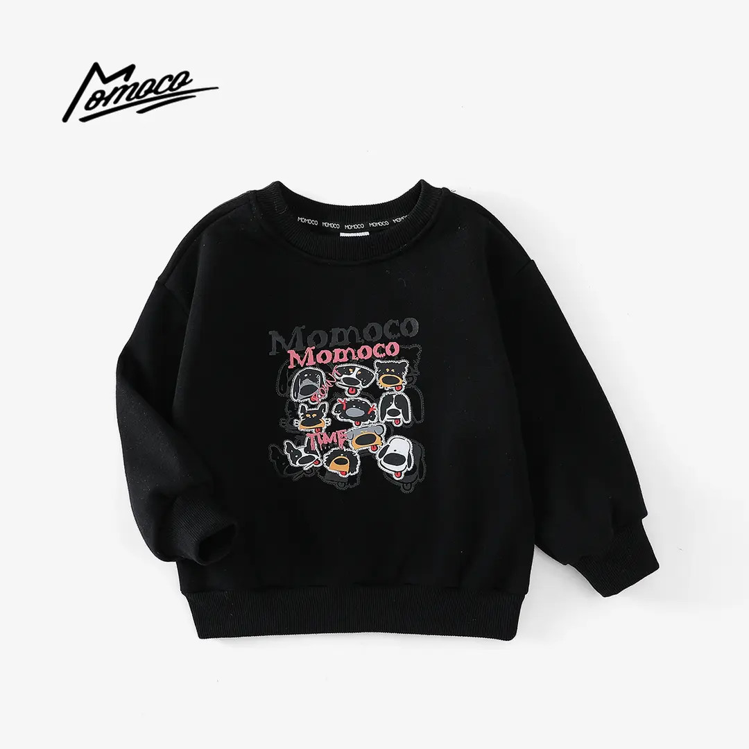 MOMOCO秋冬男童潮流时尚印花加绒卫衣长袖休闲上衣77430232038